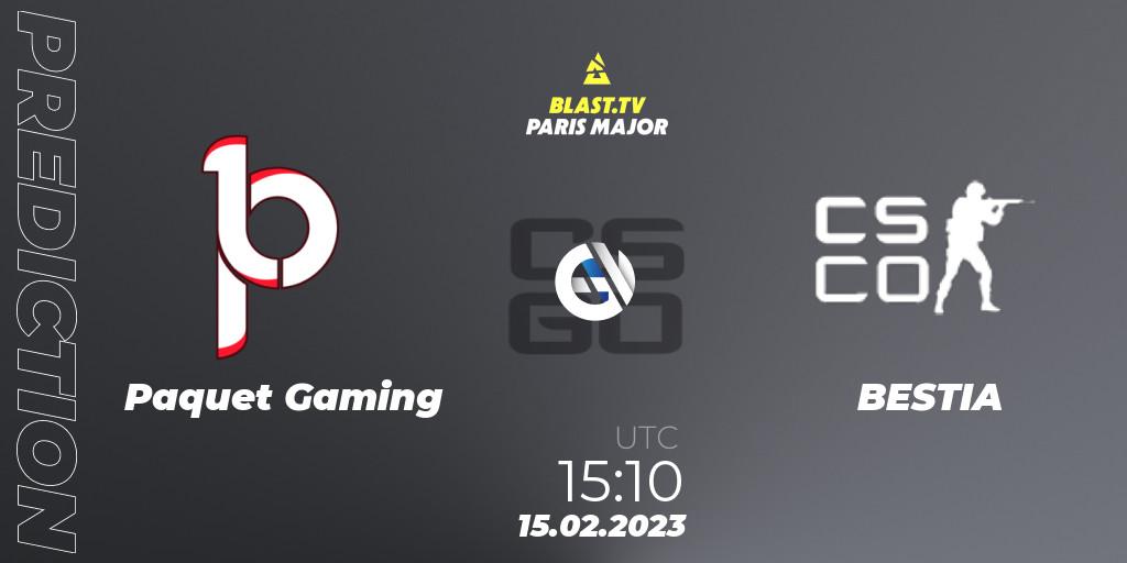 Paquetá Gaming - BESTIA: прогноз. 15.02.23, CS2 (CS:GO), BLAST.tv Paris Major 2023 South America RMR Open Qualifier