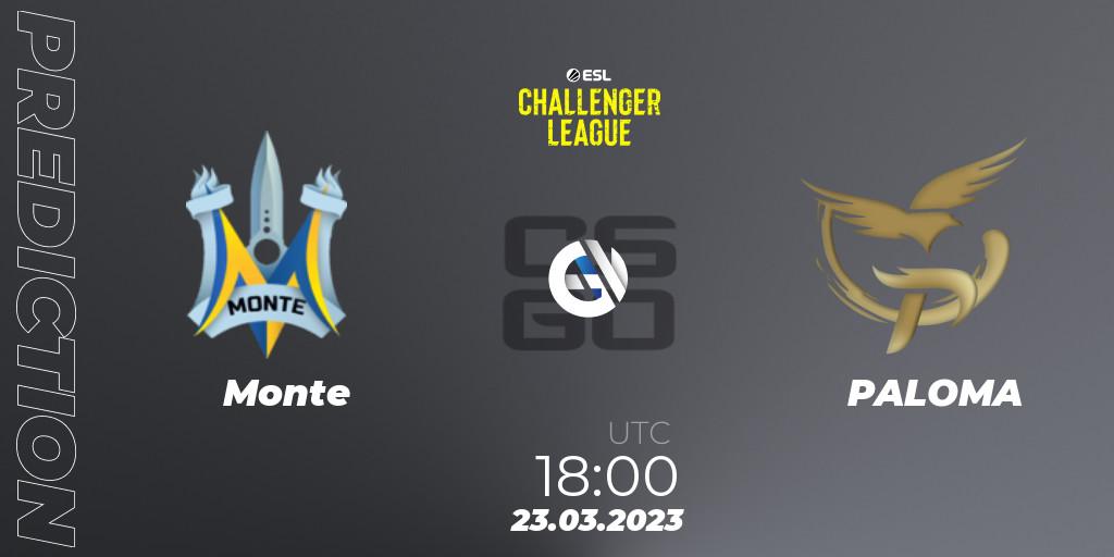 Monte - PALOMA: прогноз. 23.03.2023 at 18:00, Counter-Strike (CS2), ESL Challenger League Season 44: Europe