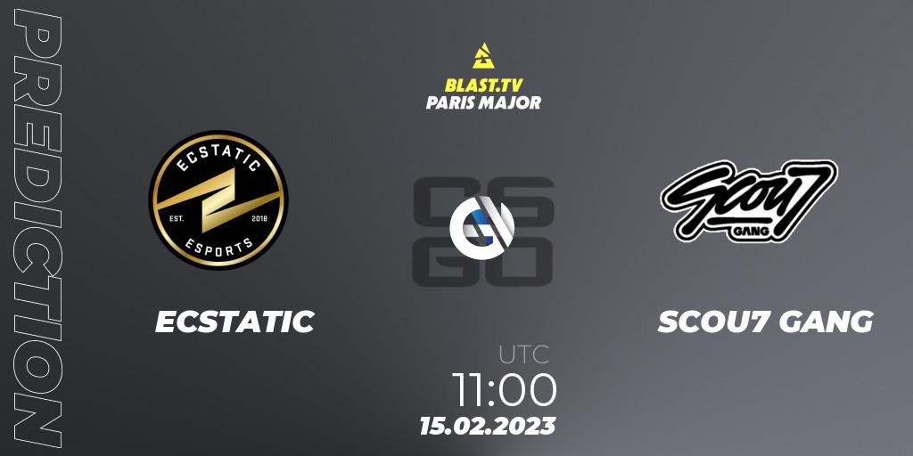ECSTATIC - SCOU7 GANG: прогноз. 15.02.2023 at 11:00, Counter-Strike (CS2), BLAST.tv Paris Major 2023 Europe RMR Open Qualifier 2