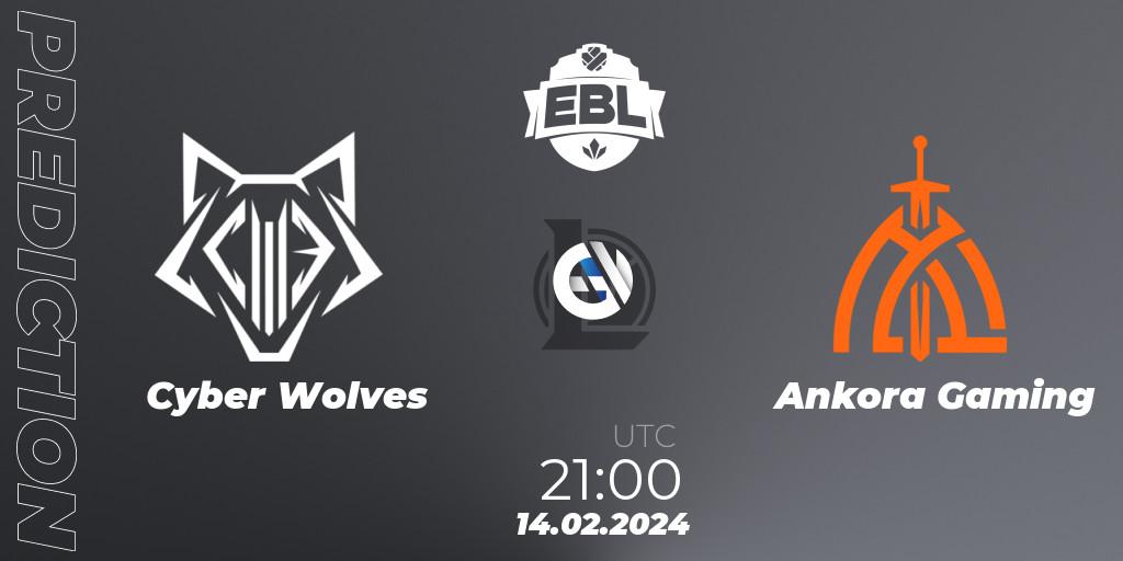 Cyber Wolves - Ankora Gaming: прогноз. 14.02.2024 at 21:00, LoL, Esports Balkan League Season 14