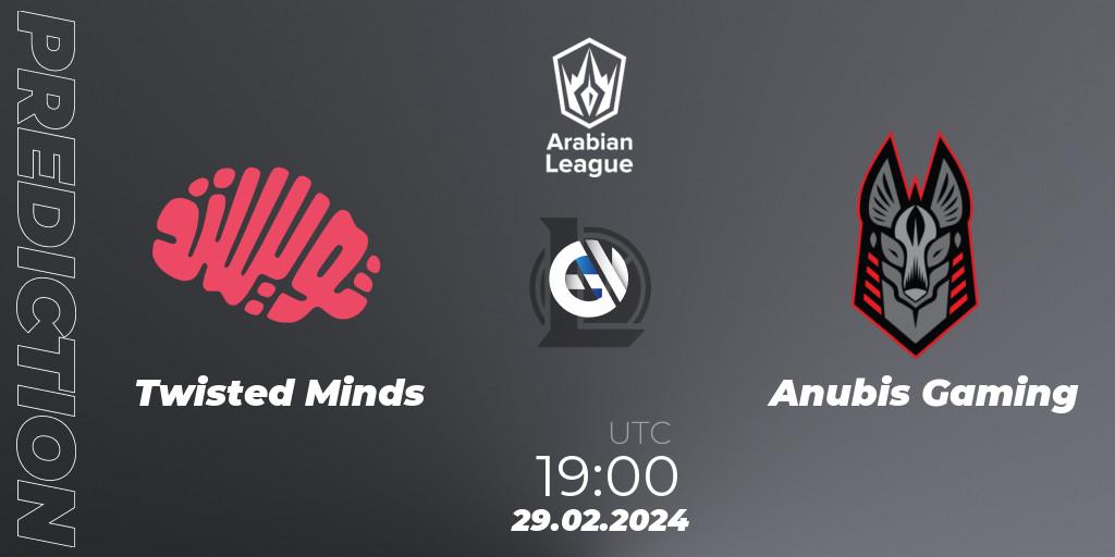 Twisted Minds - Anubis Gaming: прогноз. 29.02.2024 at 19:00, LoL, Arabian League Spring 2024