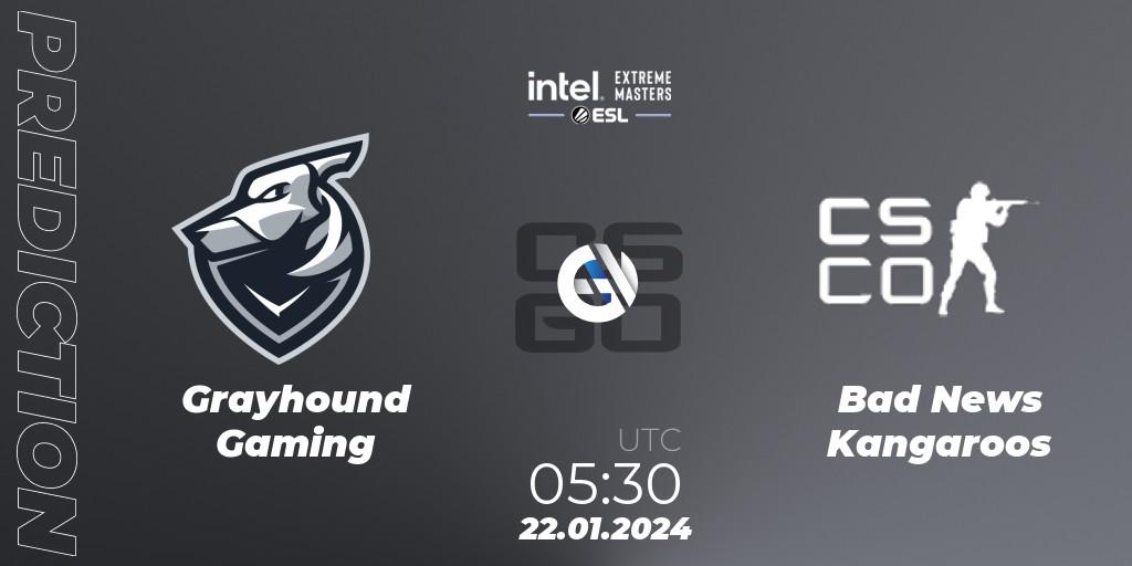 Grayhound Gaming - Bad News KangaroosN: прогноз. 22.01.2024 at 05:30, Counter-Strike (CS2), Intel Extreme Masters China 2024: Oceanic Closed Qualifier