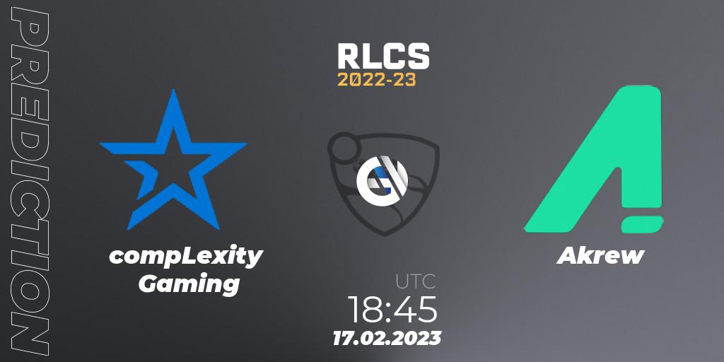 compLexity Gaming - Akrew: прогноз. 17.02.2023 at 18:45, Rocket League, RLCS 2022-23 - Winter: North America Regional 2 - Winter Cup