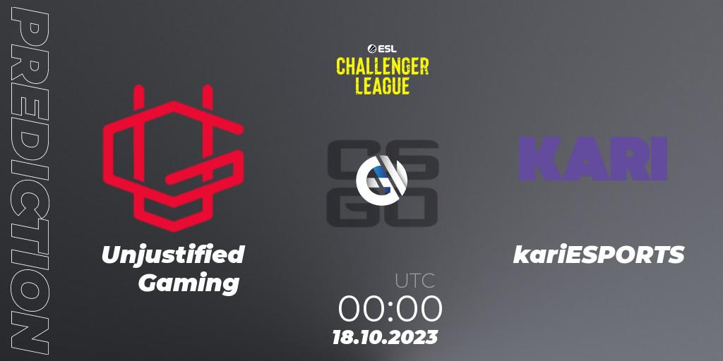 Unjustified Gaming - kariESPORTS: прогноз. 08.11.23, CS2 (CS:GO), ESL Challenger League Season 46: North America