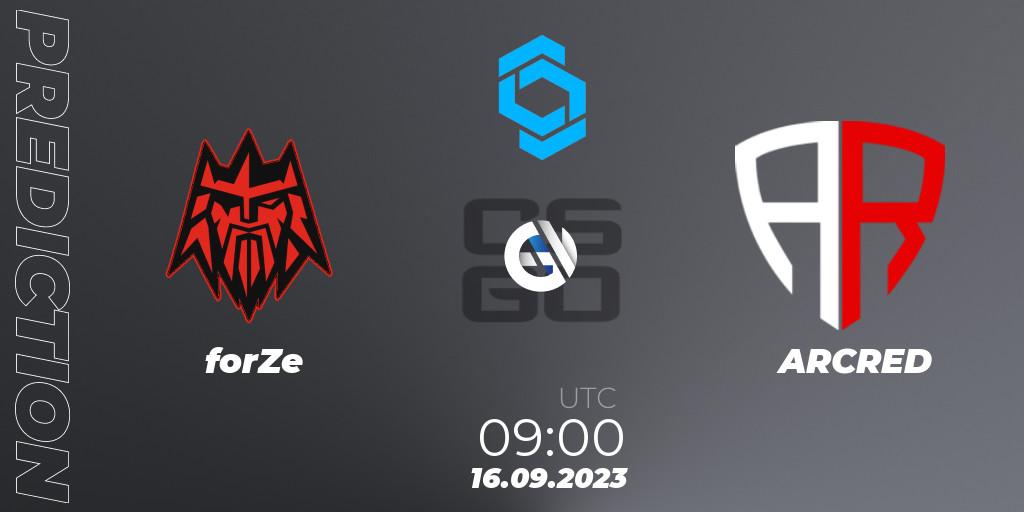 forZe - ARCRED: прогноз. 16.09.2023 at 09:00, Counter-Strike (CS2), CCT East Europe Series #2