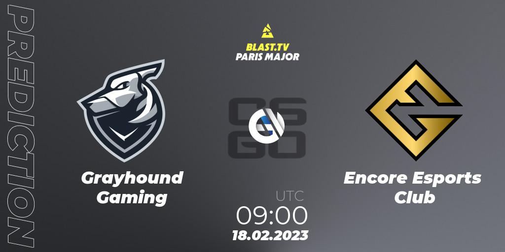 Grayhound Gaming - Encore Esports Club: прогноз. 18.02.2023 at 09:00, Counter-Strike (CS2), BLAST.tv Paris Major 2023 Oceania RMR Closed Qualifier
