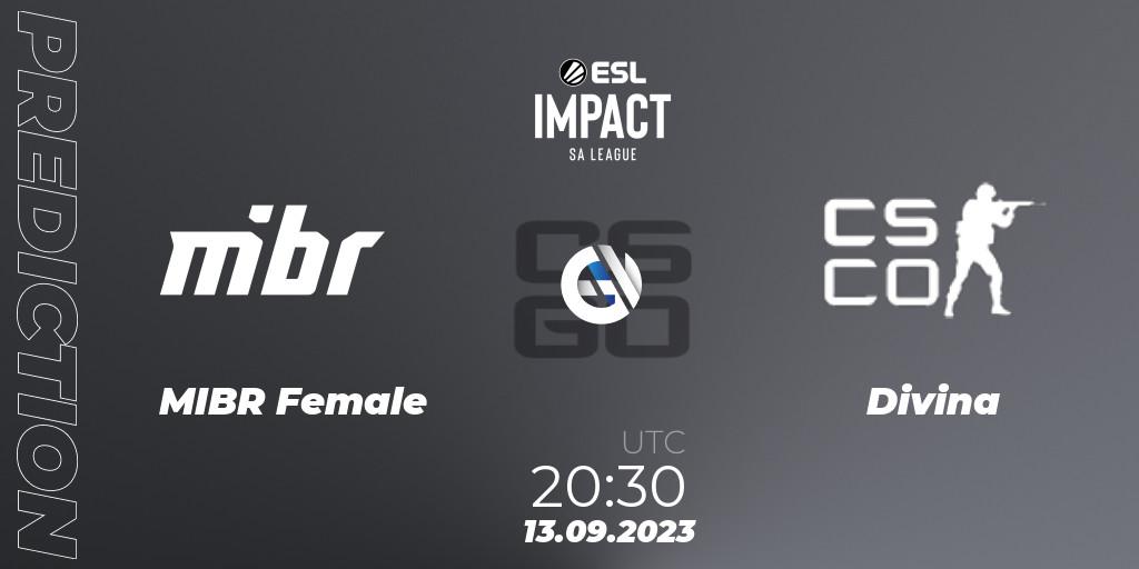 MIBR Female - Divina: прогноз. 13.09.2023 at 20:30, Counter-Strike (CS2), ESL Impact League Season 4: South American Division