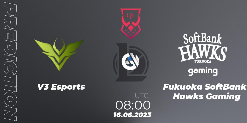 V3 Esports - Fukuoka SoftBank Hawks Gaming: прогноз. 16.06.2023 at 08:00, LoL, LJL Summer 2023