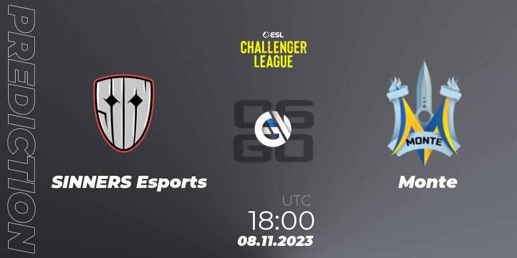 SINNERS Esports - Monte: прогноз. 08.11.2023 at 18:00, Counter-Strike (CS2), ESL Challenger League Season 46: Europe