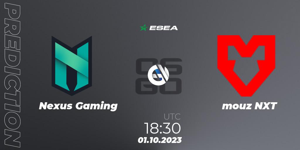 Nexus Gaming - mouz NXT: прогноз. 01.10.2023 at 19:30, Counter-Strike (CS2), ESEA Advanced Season 46 Europe