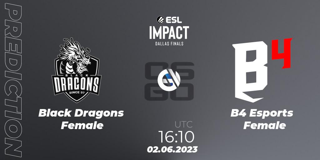 Black Dragons Female - B4 Esports Female: прогноз. 02.06.2023 at 16:10, Counter-Strike (CS2), ESL Impact League Season 3