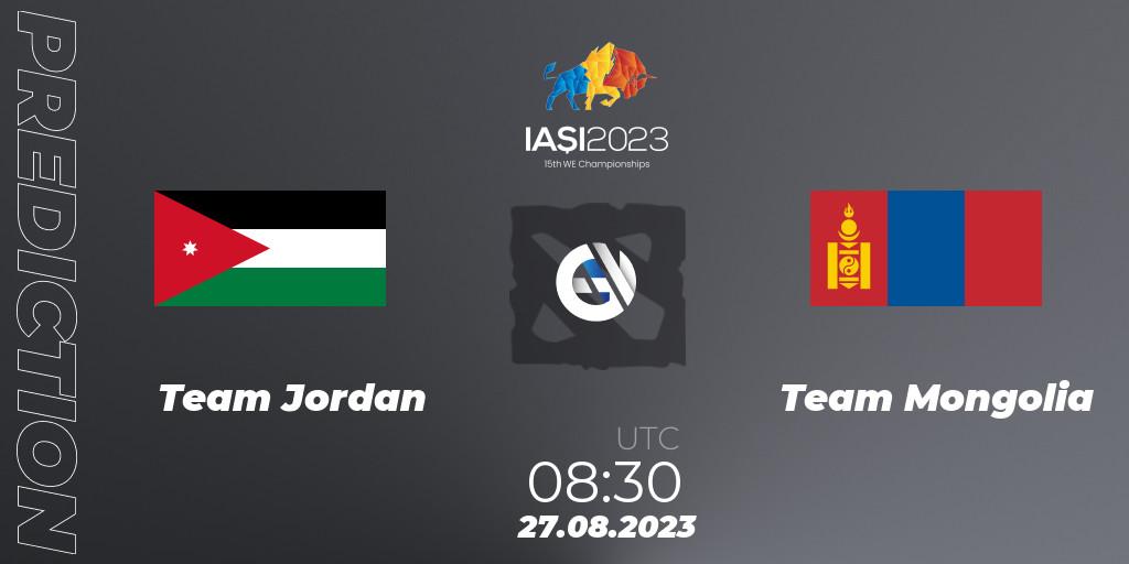 Team Jordan - Team Mongolia: прогноз. 27.08.2023 at 11:30, Dota 2, IESF World Championship 2023