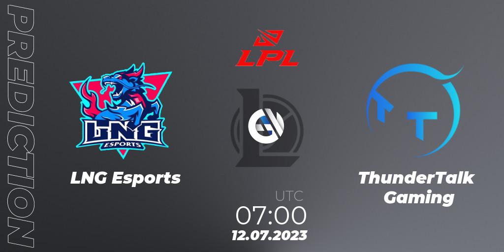 LNG Esports - ThunderTalk Gaming: прогноз. 12.07.23, LoL, LPL Summer 2023 Regular Season