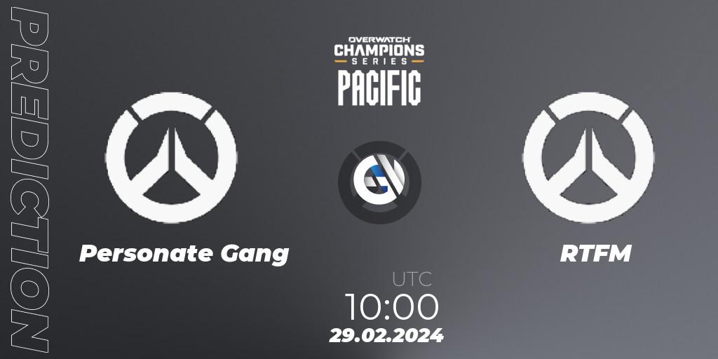 Personate Gang - RTFM: прогноз. 29.02.2024 at 10:00, Overwatch, Overwatch Champions Series 2024 - Stage 1 Pacific