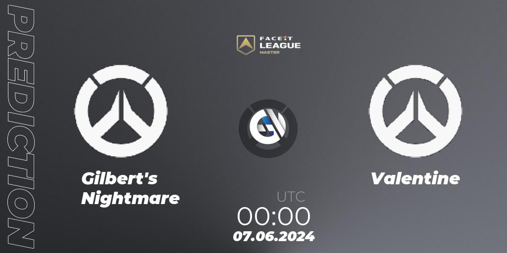 Gilbert's Nightmare - Valentine: прогноз. 07.06.2024 at 00:00, Overwatch, FACEIT League Season 1 - NA Master Road to EWC