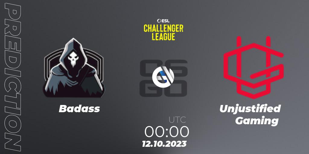 Badass - Unjustified Gaming: прогноз. 10.11.2023 at 01:00, Counter-Strike (CS2), ESL Challenger League Season 46: North America