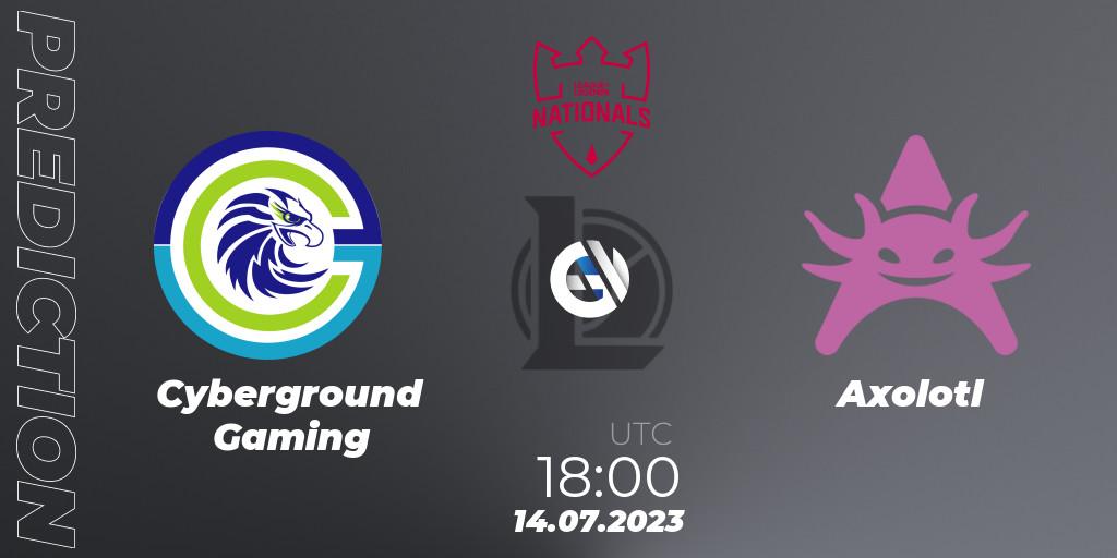 Cyberground Gaming - Axolotl: прогноз. 14.07.2023 at 18:00, LoL, PG Nationals Summer 2023