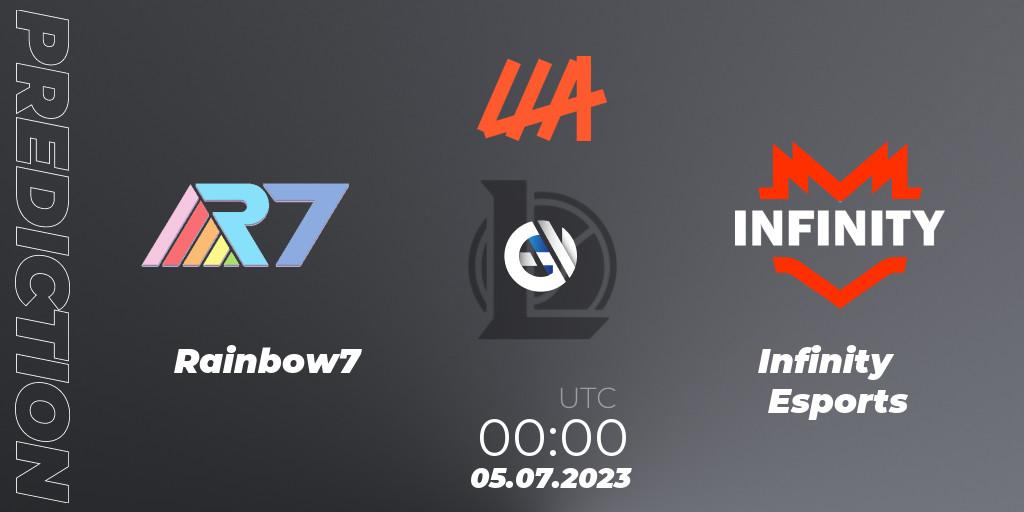 Rainbow7 - Infinity Esports: прогноз. 05.07.2023 at 00:00, LoL, LLA Closing 2023 - Group Stage