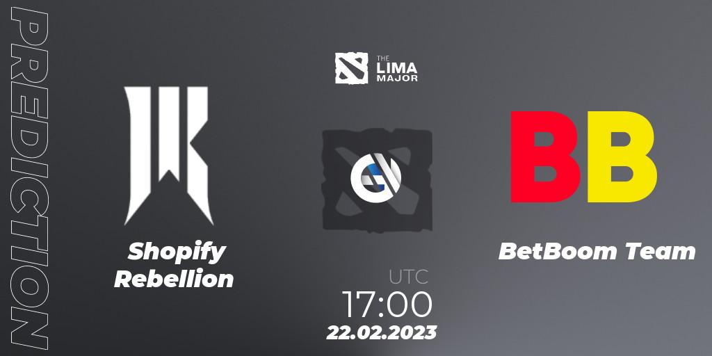 Shopify Rebellion - BetBoom Team: прогноз. 22.02.2023 at 18:29, Dota 2, The Lima Major 2023