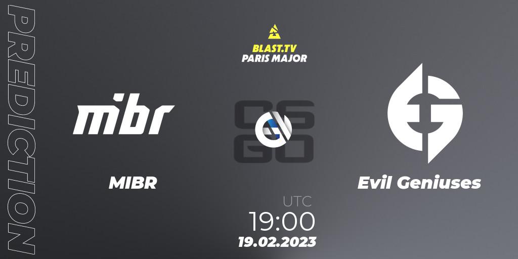 MIBR - Evil Geniuses: прогноз. 19.02.2023 at 19:00, Counter-Strike (CS2), BLAST.tv Paris Major 2023 North America RMR Closed Qualifier