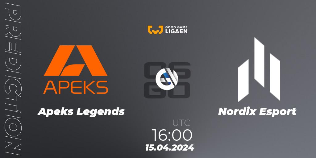 Apeks Legends - Nordix Esport: прогноз. 15.04.2024 at 16:00, Counter-Strike (CS2), Good Game-ligaen Spring 2024