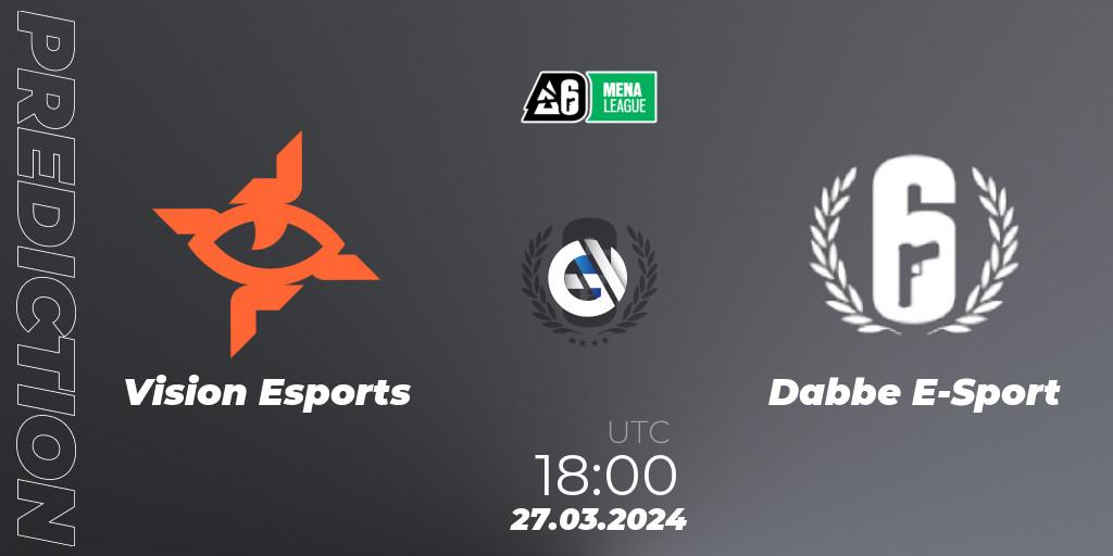 Vision Esports - Dabbe E-Sport: прогноз. 27.03.2024 at 18:00, Rainbow Six, MENA League 2024 - Stage 1