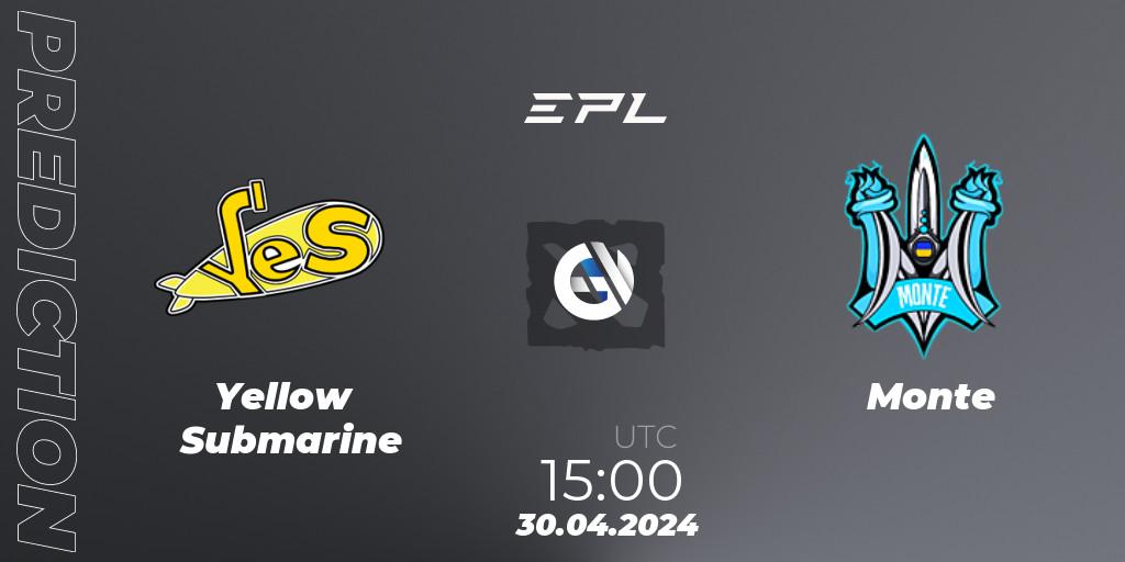 Yellow Submarine - Monte: прогноз. 30.04.2024 at 15:20, Dota 2, European Pro League Season 18
