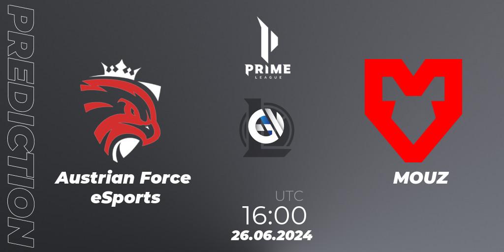 Austrian Force eSports - MOUZ: прогноз. 26.06.2024 at 16:00, LoL, Prime League Summer 2024