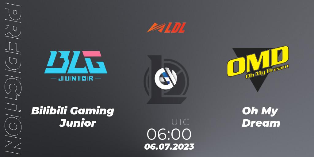 Bilibili Gaming Junior - Oh My Dream: прогноз. 06.07.2023 at 06:00, LoL, LDL 2023 - Regular Season - Stage 3