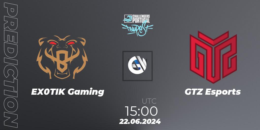 EX0TIK Gaming - GTZ Esports: прогноз. 22.06.2024 at 14:00, VALORANT, VALORANT Challengers 2024 Portugal: Tempest Split 2