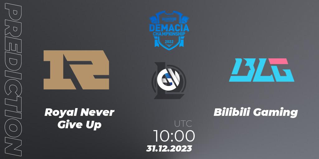 Royal Never Give Up - Bilibili Gaming: прогноз. 31.12.23, LoL, Demacia Cup 2023 Playoffs