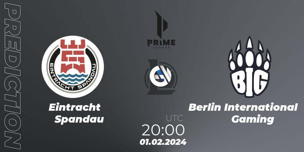 Eintracht Spandau - Berlin International Gaming: прогноз. 01.02.2024 at 19:00, LoL, Prime League Spring 2024 - Group Stage