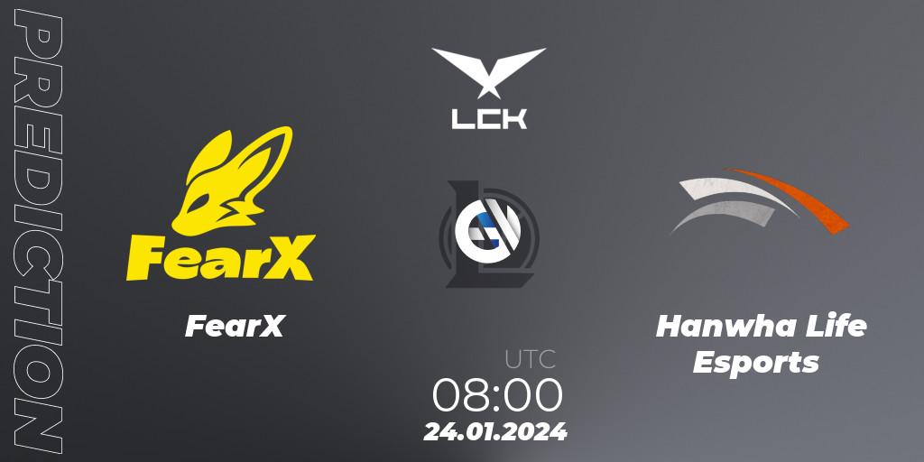 FearX - Hanwha Life Esports: прогноз. 24.01.24, LoL, LCK Spring 2024 - Group Stage