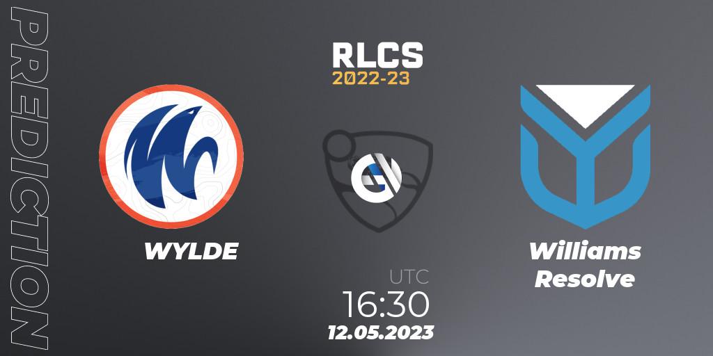 WYLDE - Williams Resolve: прогноз. 12.05.2023 at 16:30, Rocket League, RLCS 2022-23 - Spring: Europe Regional 1 - Spring Open