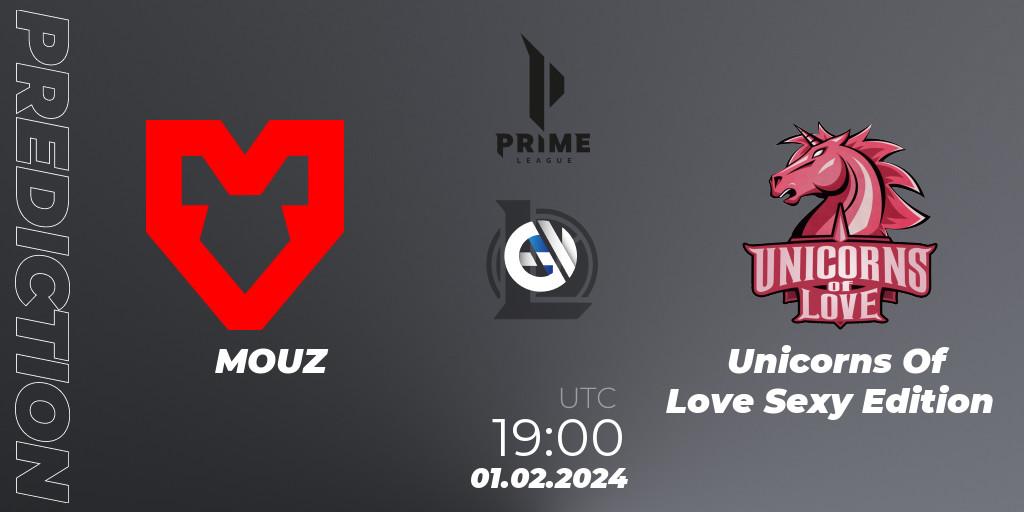 MOUZ - Unicorns Of Love Sexy Edition: прогноз. 01.02.2024 at 20:00, LoL, Prime League Spring 2024 - Group Stage