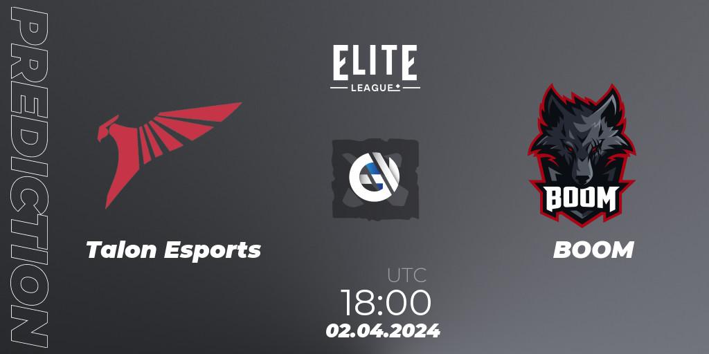 Talon Esports - BOOM: прогноз. 02.04.24, Dota 2, Elite League: Swiss Stage