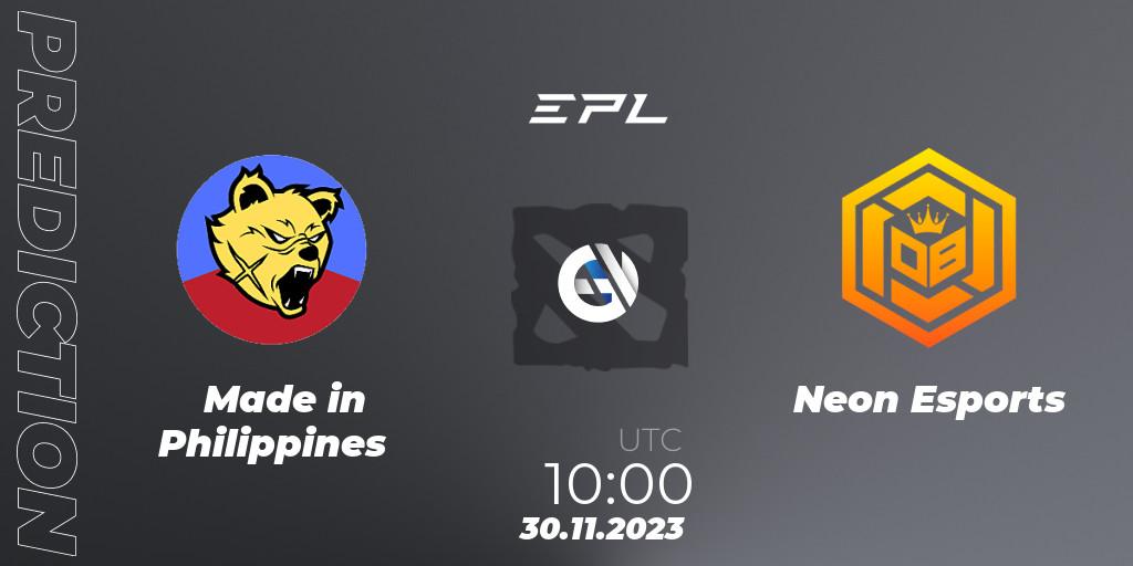 Made in Philippines - Neon Esports: прогноз. 30.11.2023 at 09:59, Dota 2, EPL World Series: Southeast Asia Season 1