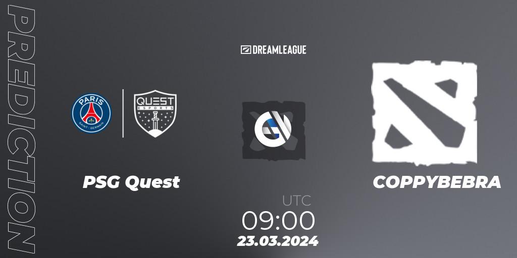 PSG Quest - COPPYBEBRA: прогноз. 23.03.2024 at 09:00, Dota 2, DreamLeague Season 23: MENA Closed Qualifier