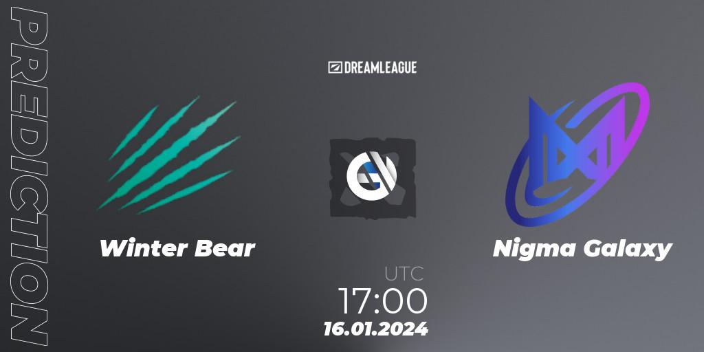 Winter Bear - Nigma Galaxy: прогноз. 16.01.2024 at 17:03, Dota 2, DreamLeague Season 22: MENA Closed Qualifier