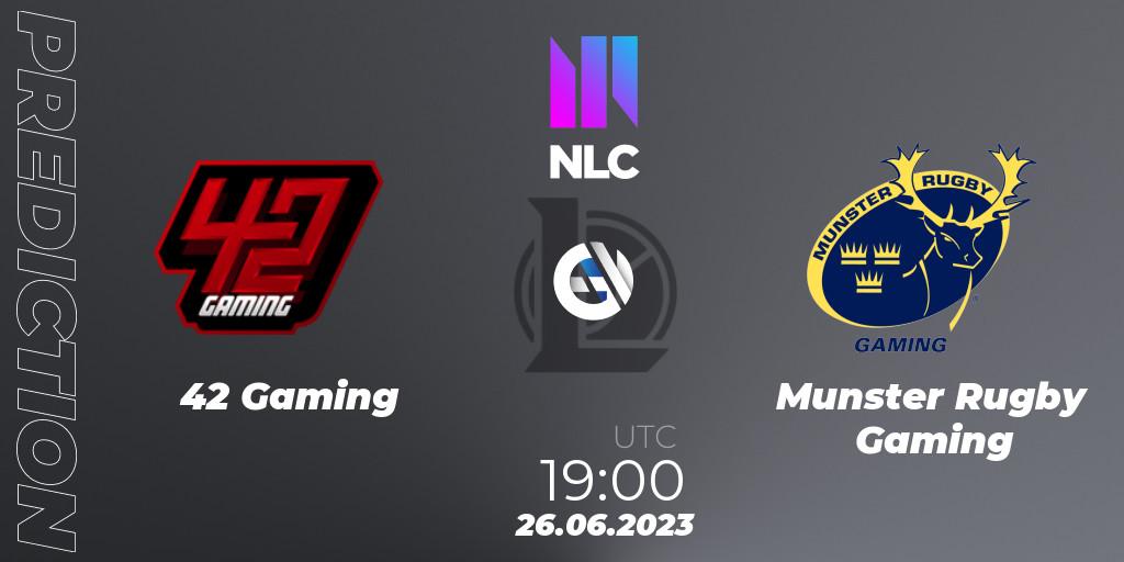 42 Gaming - Munster Rugby Gaming: прогноз. 26.06.2023 at 19:00, LoL, NLC 2nd Division Summer 2023