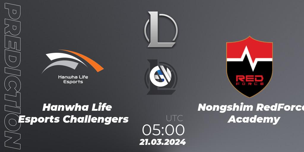 Hanwha Life Esports Challengers - Nongshim RedForce Academy: прогноз. 21.03.2024 at 05:00, LoL, LCK Challengers League 2024 Spring - Group Stage