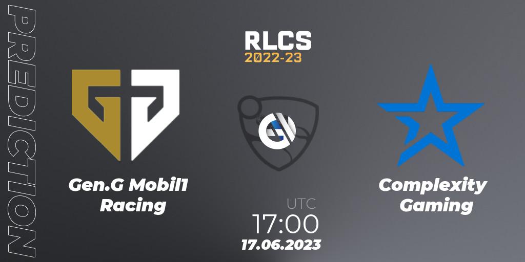 Gen.G Mobil1 Racing - Complexity Gaming: прогноз. 17.06.2023 at 17:00, Rocket League, RLCS 2022-23 - Spring: North America Regional 3 - Spring Invitational