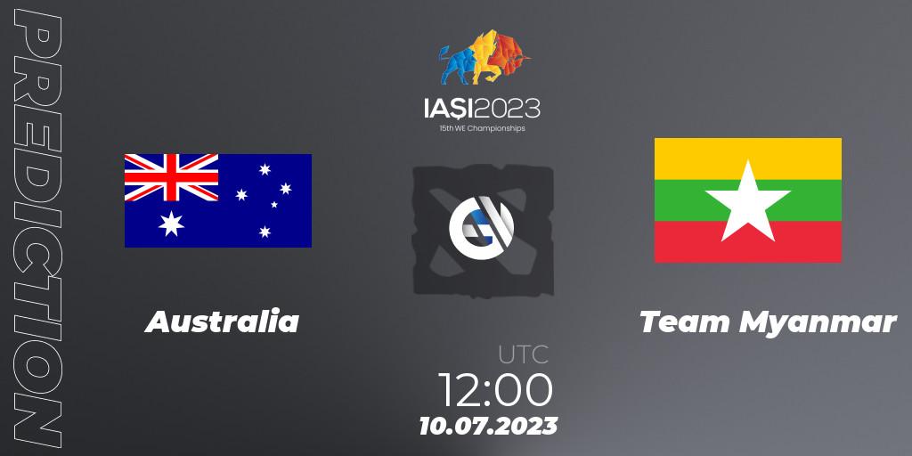 Australia - Team Myanmar: прогноз. 10.07.2023 at 13:00, Dota 2, Gamers8 IESF Asian Championship 2023