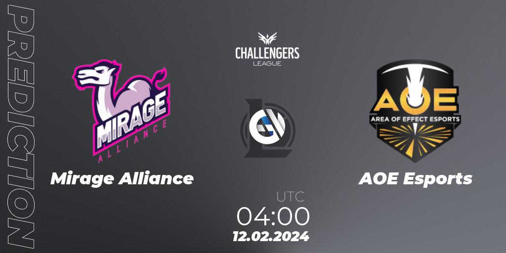 Mirage Alliance - AOE Esports: прогноз. 12.02.24, LoL, NACL 2024 Spring - Group Stage