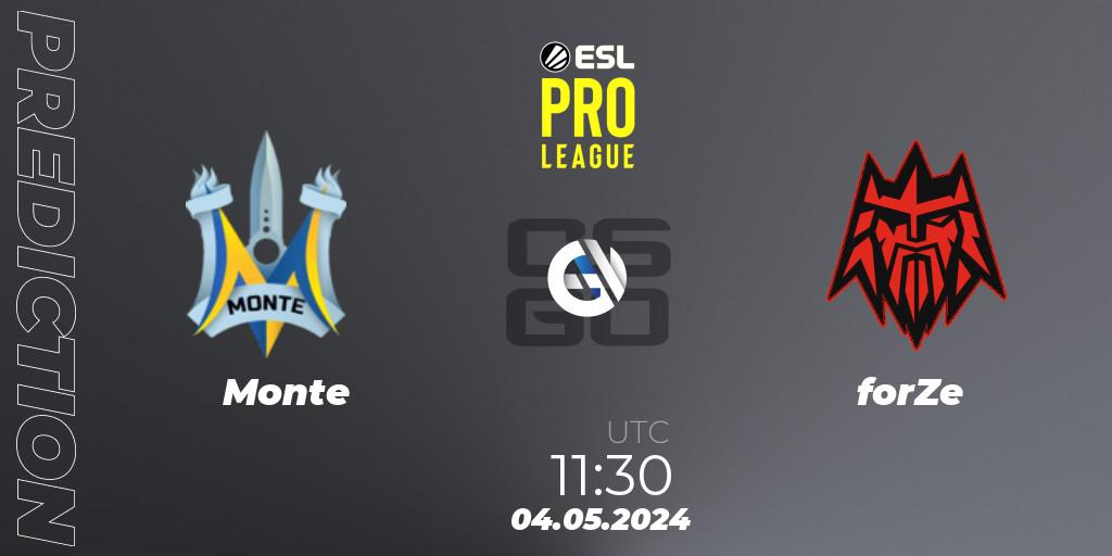 Monte - forZe: прогноз. 04.05.2024 at 11:30, Counter-Strike (CS2), ESL Pro League Season 19
