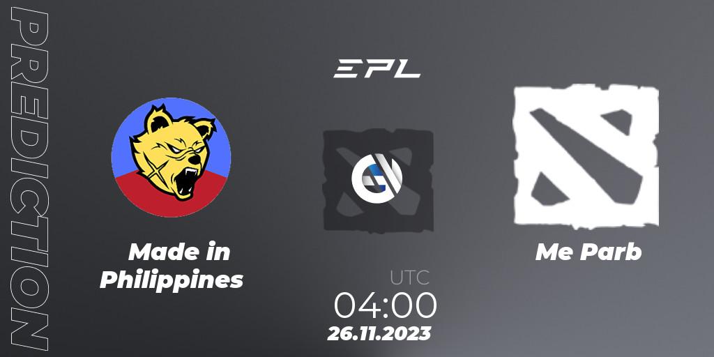 Made in Philippines - Me Parb: прогноз. 03.12.2023 at 07:00, Dota 2, EPL World Series: Southeast Asia Season 1