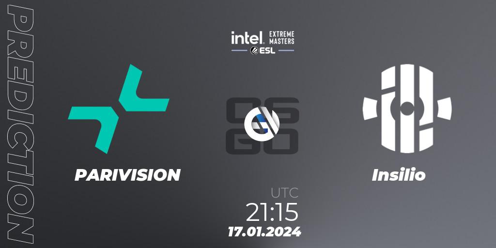 PARIVISION - Insilio: прогноз. 17.01.2024 at 21:15, Counter-Strike (CS2), Intel Extreme Masters China 2024: European Open Qualifier #1