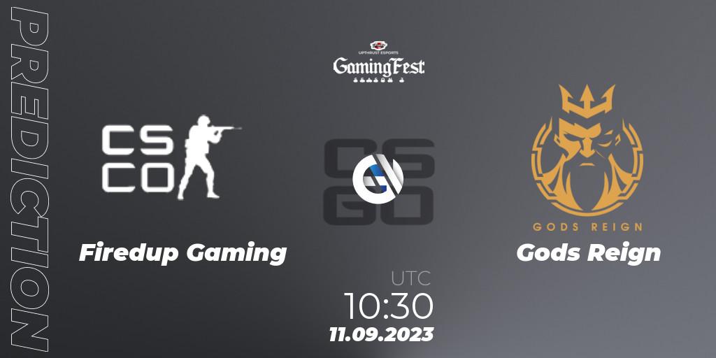 Firedup Gaming - Gods Reign: прогноз. 11.09.2023 at 10:30, Counter-Strike (CS2), Upthrust Esports GamingFest Season 3