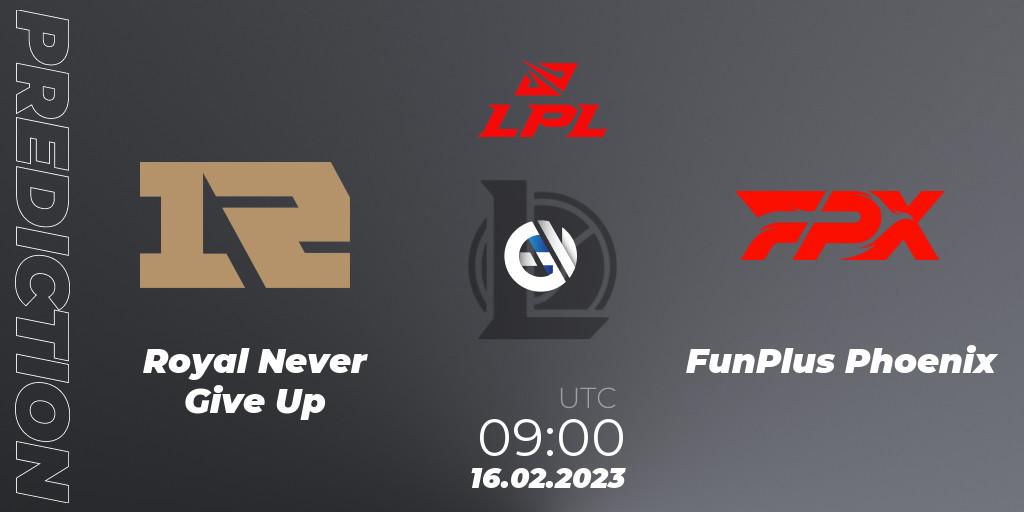 Royal Never Give Up - FunPlus Phoenix: прогноз. 16.02.2023 at 09:00, LoL, LPL Spring 2023 - Group Stage
