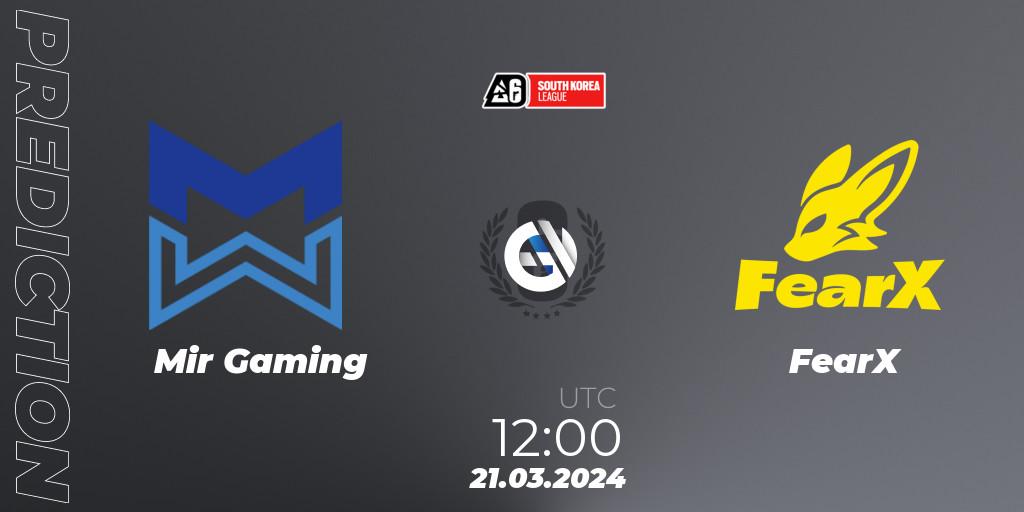 Mir Gaming - FearX: прогноз. 21.03.2024 at 12:00, Rainbow Six, South Korea League 2024 - Stage 1